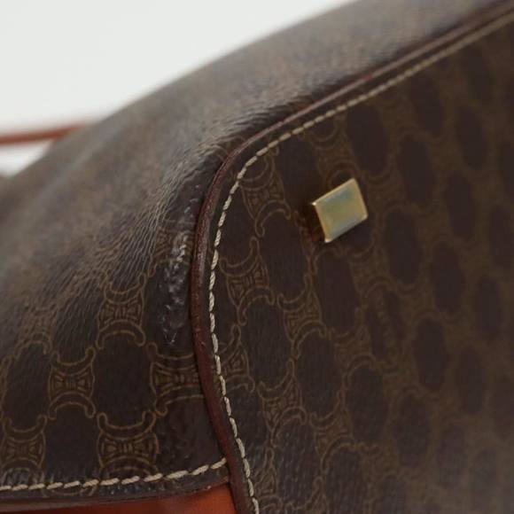 CELINE Macadam Canvas Hand Bag PVC Leather 2way Brown Gold Auth 102157 - Picture 14 of 16